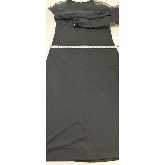 VTG Ayres Unlimited Black Sheath Midi Dress w/Sheer Sleeves Women Bust Size 29" - Picture 12 of 16